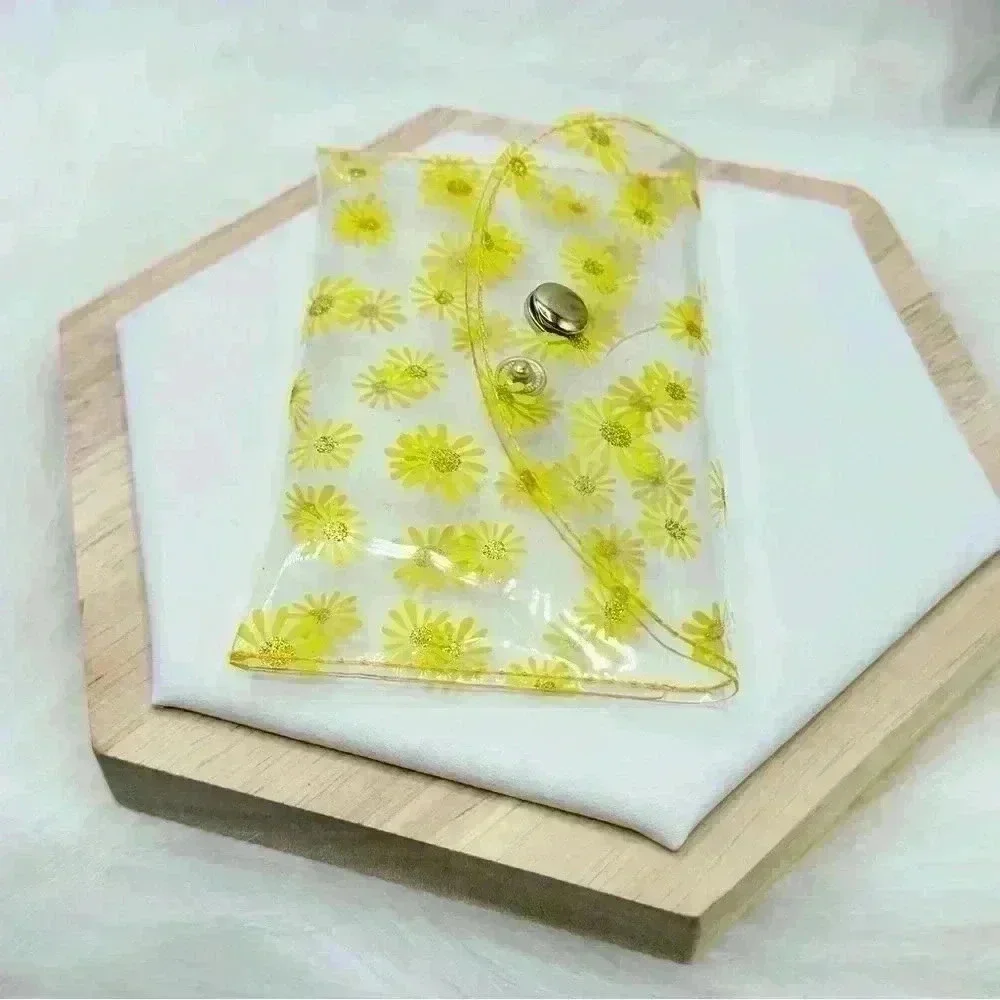 Yellow Florals Clear Card Case Wallet